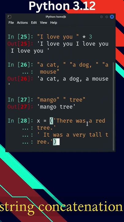 Python 3.12 - full course - string concatenation - YouTube image.
