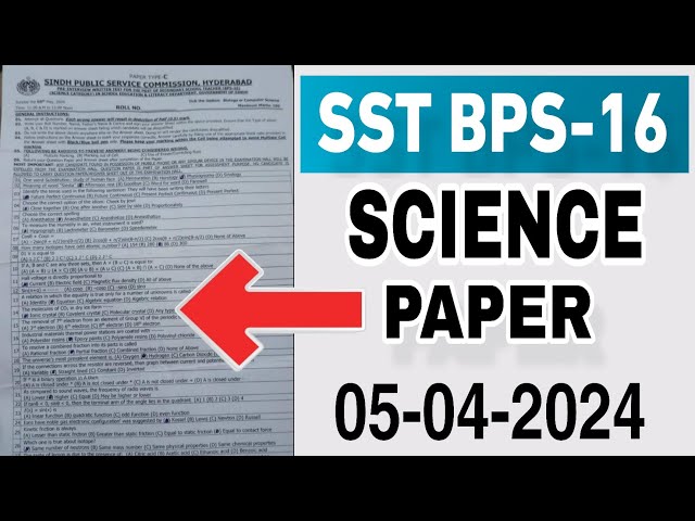Today SST Science Category Paper Morning dated 05-05-2024  SPSC Past papers SST Science class=
