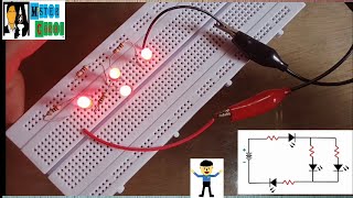 SERIES, PARALLEL, COMBINATION OF SERIES-PARALLEL CIRCUIT ON BREADBOARD.. (RESISTOR & LED LIGHT)
