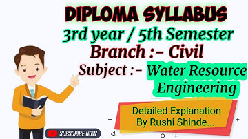 Water Resource Engineering Syllabus With Marks Distribution | 5th Semester | Diploma | MSBTE |