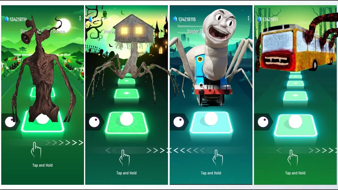 SIREN HAD vs SPIDER HOUSE HEAD vs THOMAS THE TRAIN EXE vs BUS EATER | HOP TILES EDM RUSH
