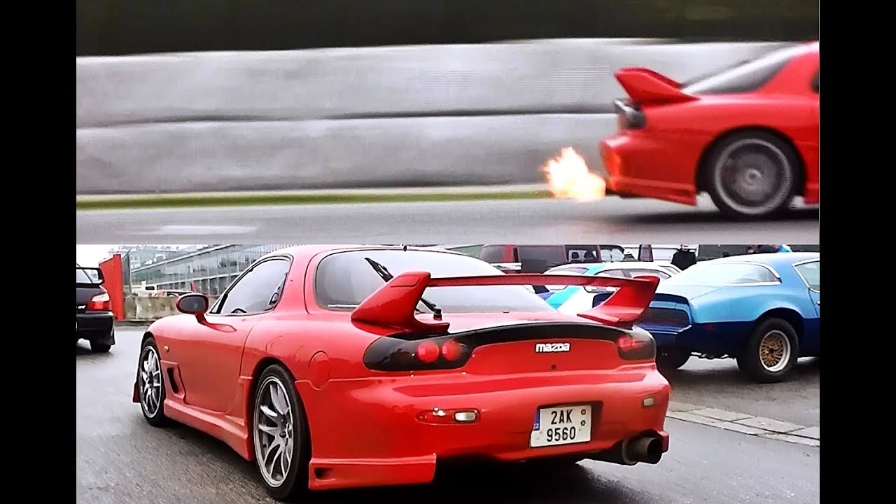 Mazda RX7 FD3S w/ A'PEXi Exhaust HUGE Flame, Great Turbo Sound & Fly