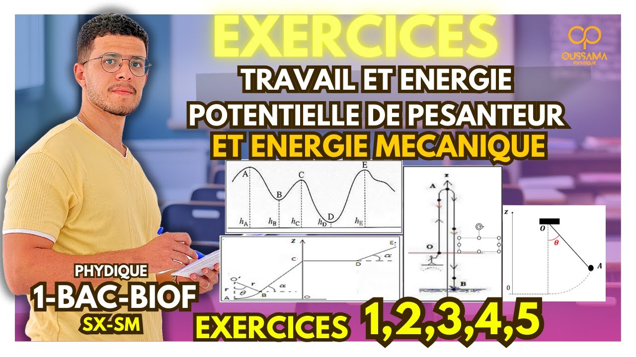 Travail, Énergie Potentielle de Pesanteur et Énergie Mécanique | 1Bac (SM-SX) Exercices Corrigés