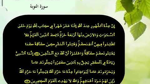 القرآن الكريم مقسم الى أثمان : الثمن الأول(1) - الحزب العشرون(20)- سورة التوبة - رواية ورش.