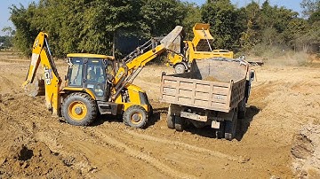 JCB Backhoe Cutting Soil and Loading in Dump Truck - Dump Truck Carrying Soil - JCB Video 5