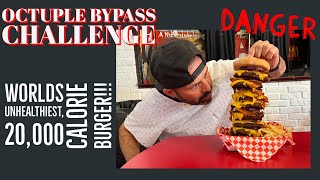 20,000 CAL0RIE OCTUPLE BYPASS BURGER CHALLENGE!!! at the Heart Attack Grill in Downtown Las Vegas.