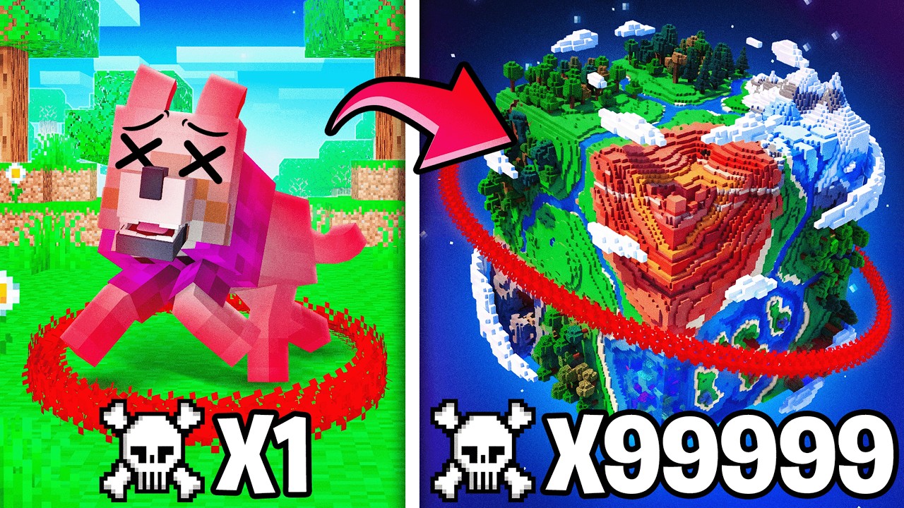 I Became a DOG on 1 Death = Circle GROWS in Minecraft!