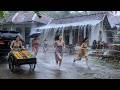 Heavy Rainstorm Walk in a Beautiful Indonesian Countryside 🌧️ | Deep Relaxation Sounds