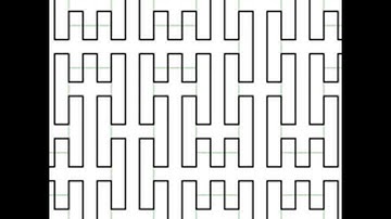 Peano space-filling Curve, four approximations, version A