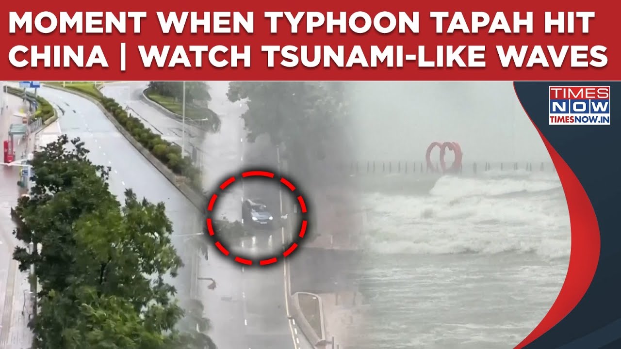Moment When Typhoon Tapah Hit South China, Watch Tsunami-Like Waves, Super Winds Batter Guangdong