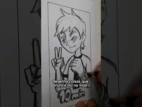 DESENHANDO BEN 10: 10 SEGUNDOS 1 MINUTO e 10 MINUTOS #arte #desenho #artista #desenhista #ben10