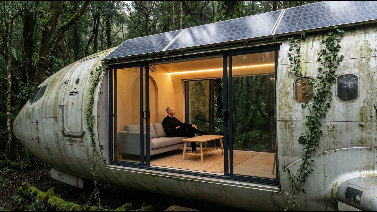 I Built a Hidden House Inside an Abandoned Boeing Plane in the Forest