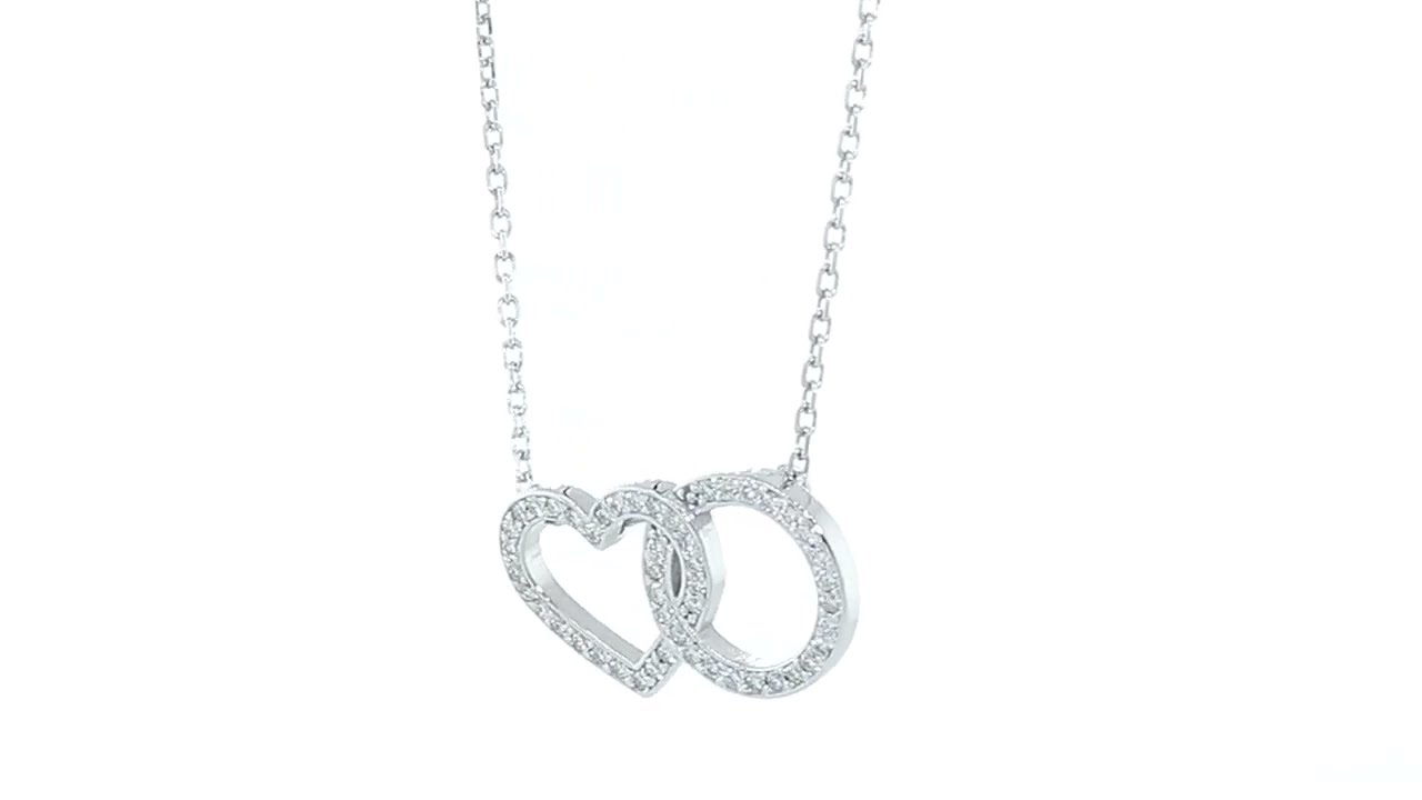 21 mm Wide Diamond Heart and Circle Pendant Necklace, 0.35 CT, 16 IN in 14K White Gold PCK30924W