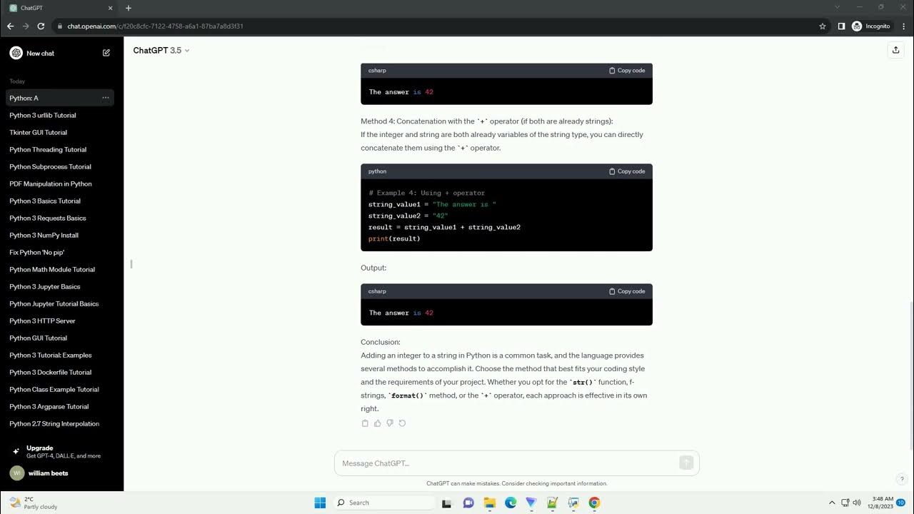 python add integer to string - YouTube