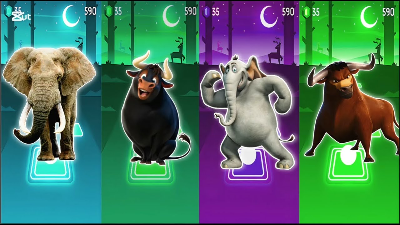 Tiles Hop - Elephant 🆚 Ferdenand 🆚 Horton Knows Who 🆚 Bull 🎶 Tiles Hop EDM Rush