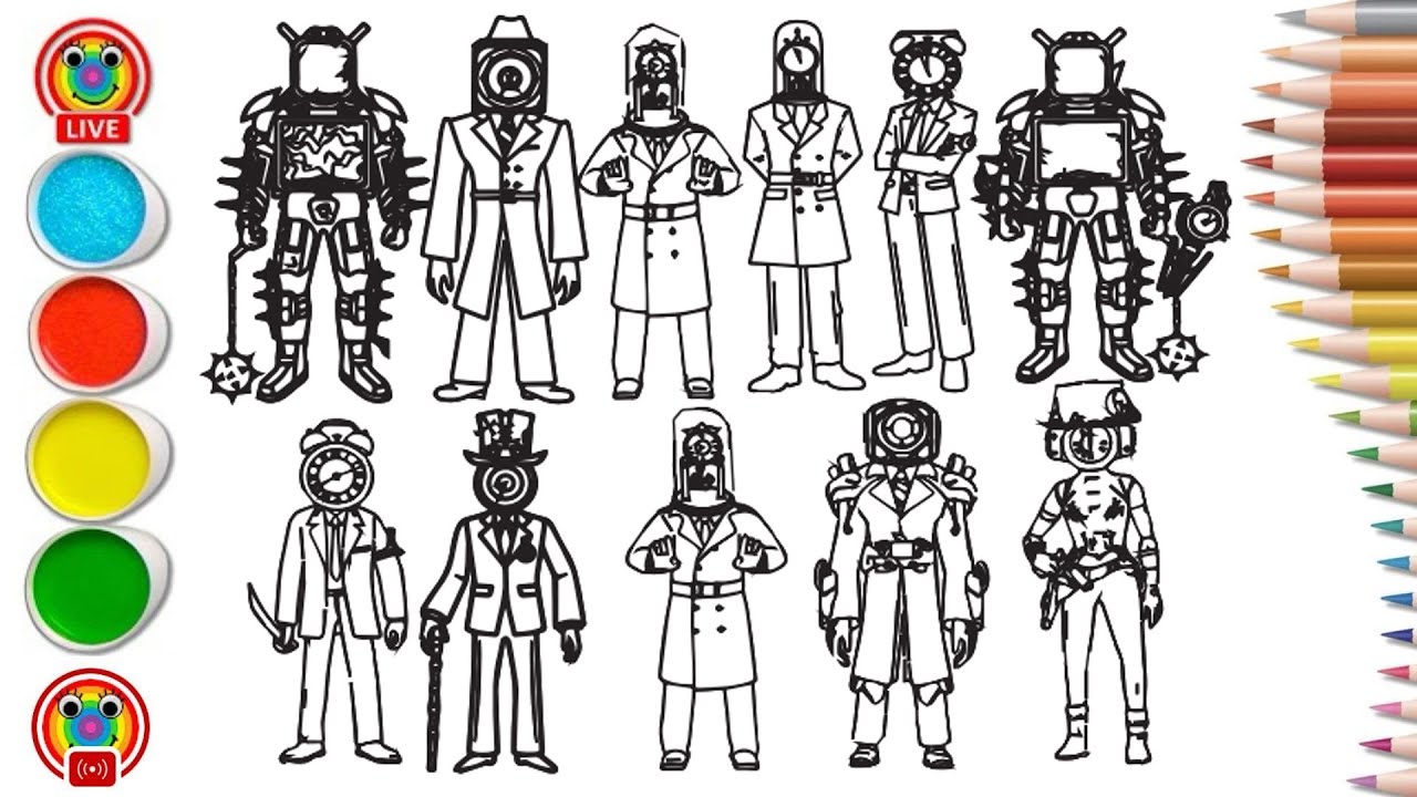 Skibidi Toilet Trang tô màu mới/How to Color All Bosses Clockman/Clockman Coloring pages/NCS Release