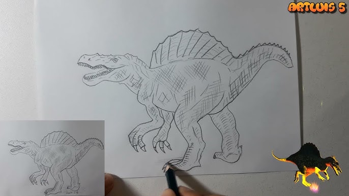 Como DESENHAR um DINOSSAURO T REX do JURASSIC PARK WORLD Cómo DIBUJAR un  DINOSAURIO JURASSIC PARK 