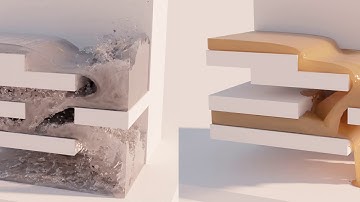 Blender Fluid Test - Viscosity: Water VS Honey // Mantaflow