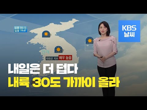 [날씨] 내일 내륙 30도 가까이 올라 더워…자외선 주의 / KBS뉴스(News)
