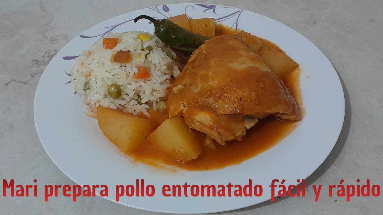 🍅 MARI PREPARA POLLO ENTOMATADO 😋 FÁCIL Y RÁPIDO