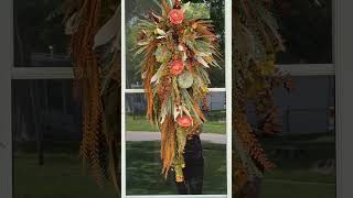Fall teardrop swag #frontdoordecor #teardropswag #fauxfloral #swagform