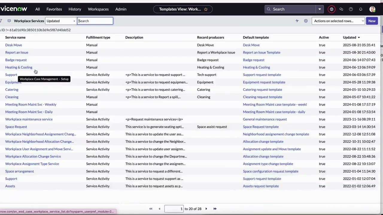 ServiceNow, Workplace Service Delivery: How to create a new workplace service
