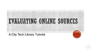 Evaluating Online Sources