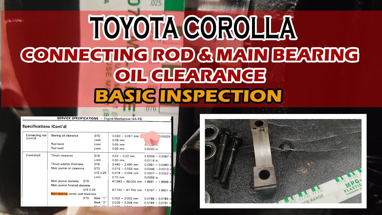 TOYOTA COROLLABASIC INSPECTION CONROD & MAIN BEARING OIL CLEARANCE