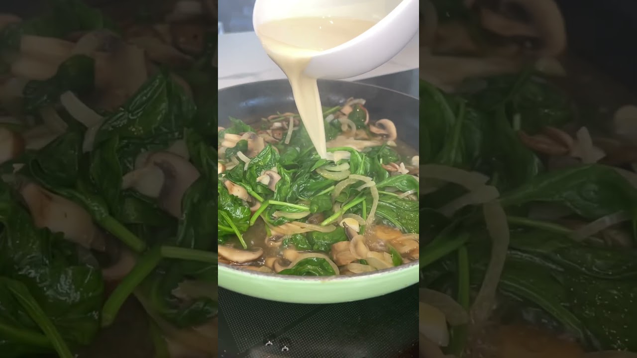 This recipe was divine! Creamy Skillet Chicken with Spinach & Mushrooms.