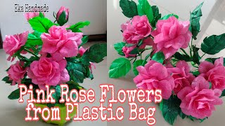 DIY/Tutorial Bunga Mawar Pink dari Kresek/Pink Rose Flowers from Plastic Bag