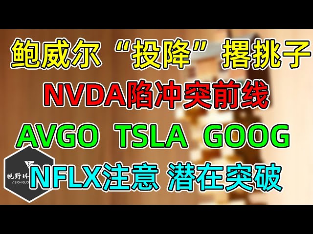 美股 鲍威尔&ldquo;投降&rdquo;撂挑子！后市怎么看？NVDA陷冲突前线！AVGO、TSLA、GOOG！NFLX注意潜在突破！