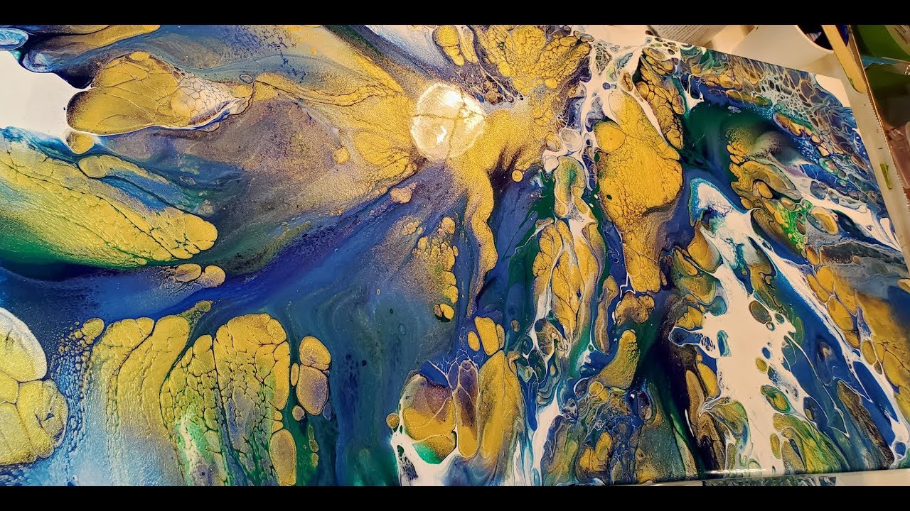 (78) Acrylic Pouring Art Double Dutch Pour Large Canvas dutch pour