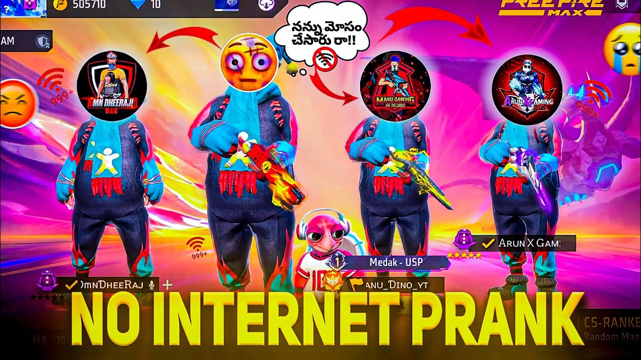 No Internet Prank Gone WRONG 😰 @DmnDheeraj @ManuGamingff103 @ArunXGaming18|Free Fire Telugu
