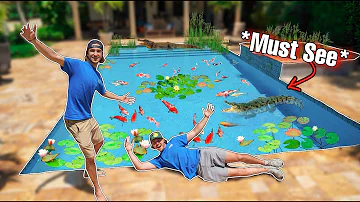 WE TURNED A SWIMMING POOL INTO A FISH AQUARIUM!! (pond reveal)