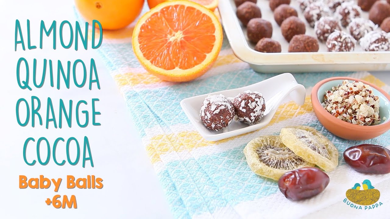 Almond Quinoa Orange Cocoa Balls - baby snack recipe +6M | BuonaPappa