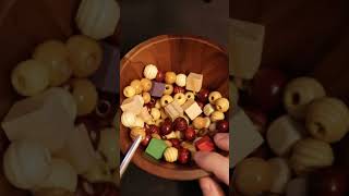 ASMR wood bowl metal straw #satisfying #relaxing #asmr #woodbeads #metalstraw