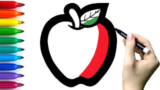 How To Draw An Apple #1 | Easy Drawing, Painting and Coloring for Family, Kids & Toddlers