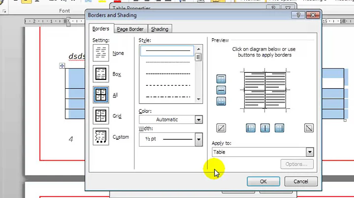 How to hide table border lines in Microsoft word