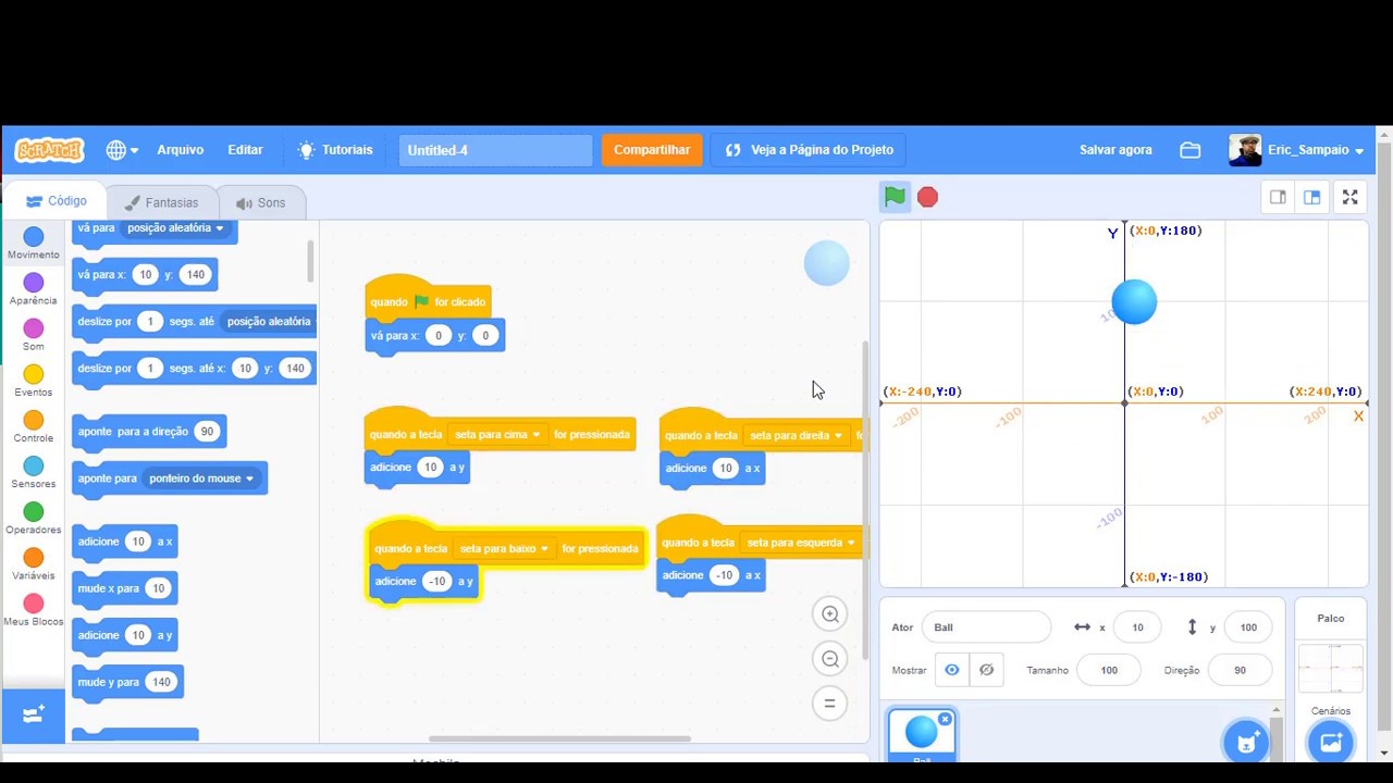 Criando bloco de ações e conhecendo o plano cartesiano no Scratch 1/2 YouTube