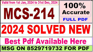 MCS 214 solved assignment 2024 / mcs 214 solved assignment 2023-24 / ignou mca mcs214 solved 2024