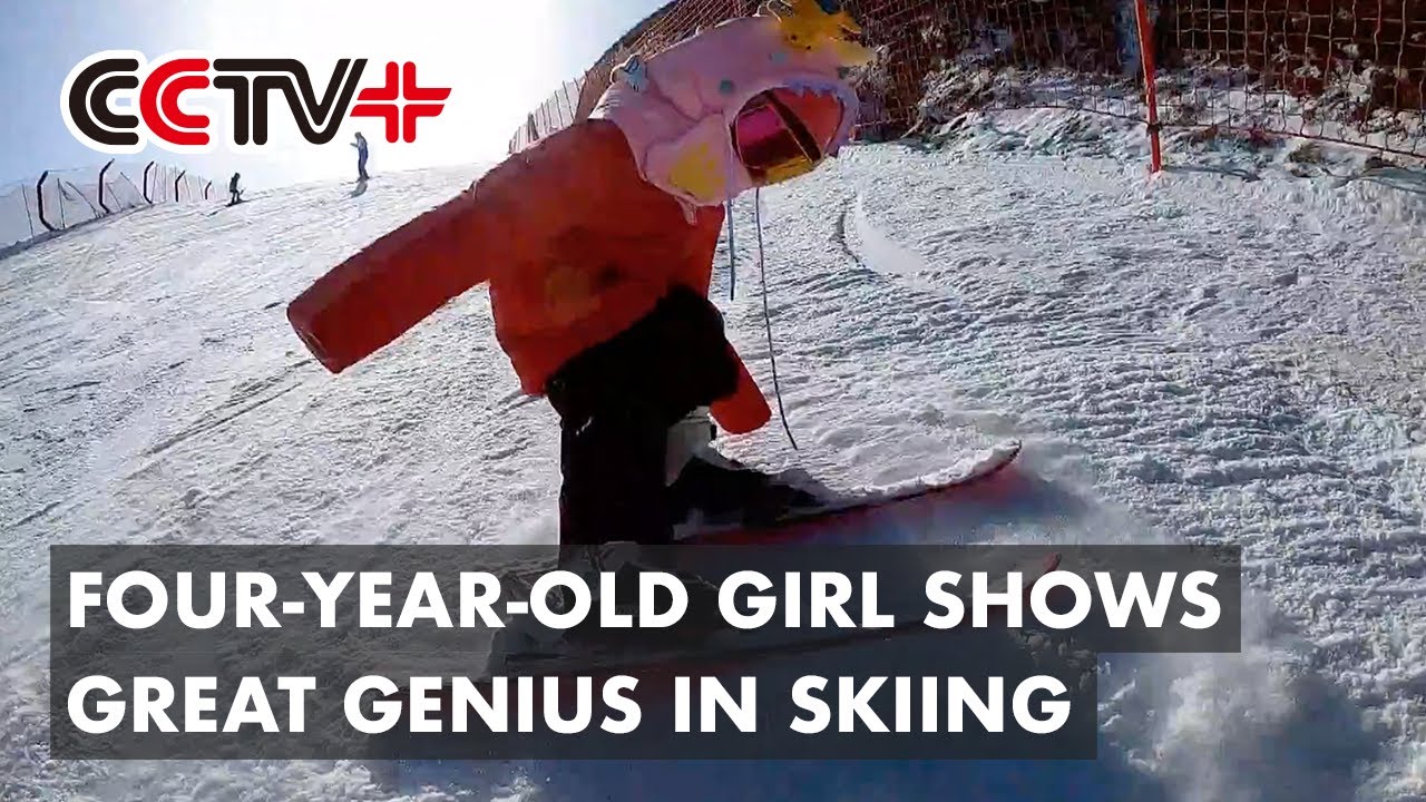 Four-year-old Girl Shows Great Genius in Skiing, Snowboarding After Three Weeks of Practice