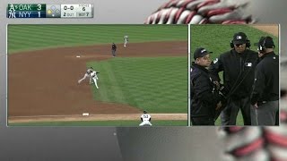 OAK@NYY: Coghlan turns DP in 7th, call stands