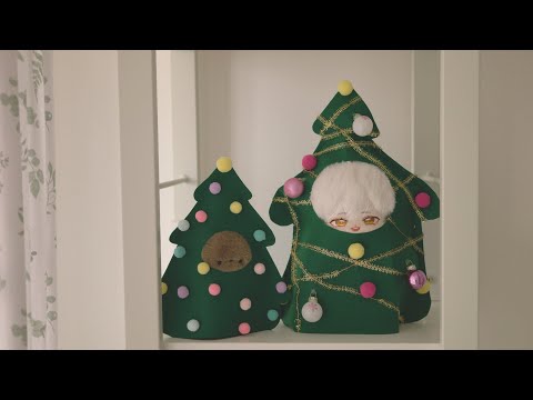 <strong>내</strong> 인형에게 크리스마스 트리 옷 만들어 주기 (초간단 완전 쉬움) 🎄 <strong>Making</strong> Christmas tree clothes for my doll