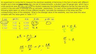 an experiment is conducted to measure the electrical resistivity of nichrome