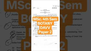 #davvindore Msc 4th Sem BOTANY Paper-2  #botany #lifescience #pyq #questionpaper #indore #college
