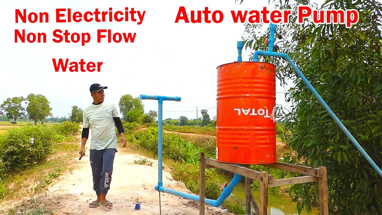 how to make free Energy water pump Pump Without Electricity with Drum
