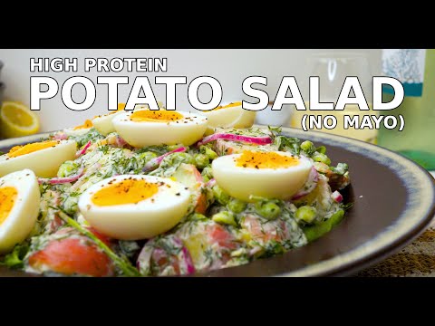 High Protein POTATO SALAD | Healthy No Mayo Potato Salad with Edamame, Soft boiled Eggs & Arugula
