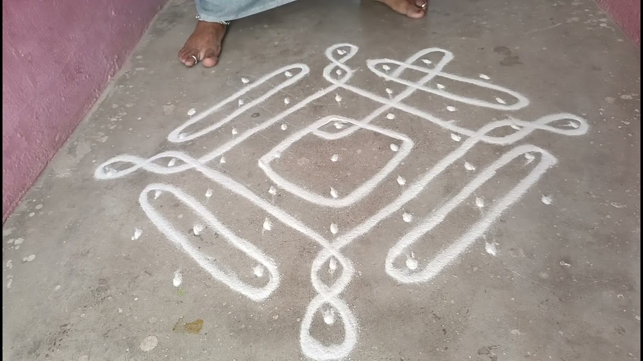 9*1dots kampi kolam sikku kolam daily kolam 💐கம்பி கோலம் நேர் புள்ளி ஈசி கோலம் 