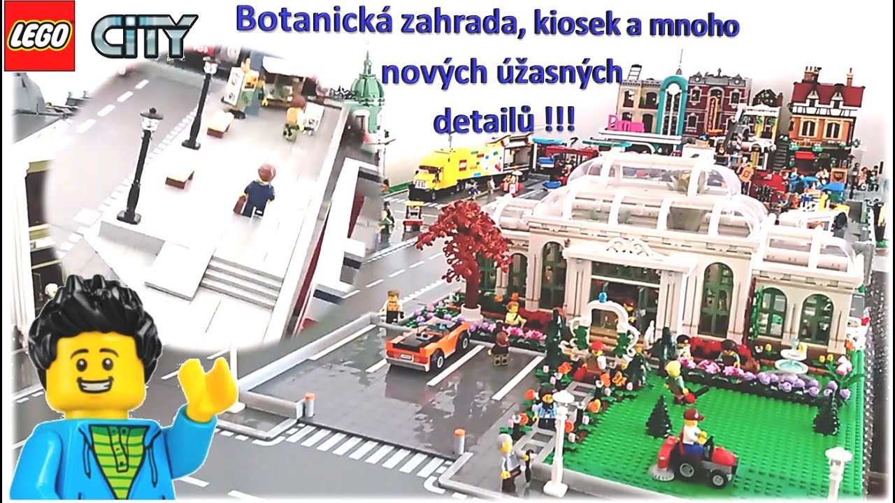 Botanická zahrada i s parkovištěm, kiosek, autobusová zastávka a mnoho dalších detailů v LEGO City!!