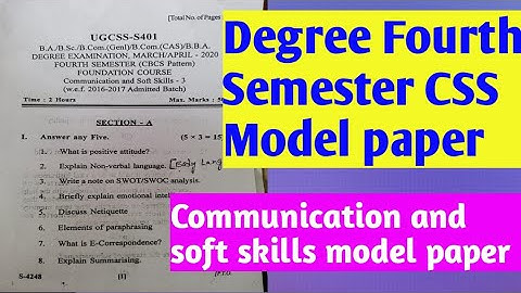 Degree Fourth Semester CSS Model paper|| Communication and soft skills model paper ||